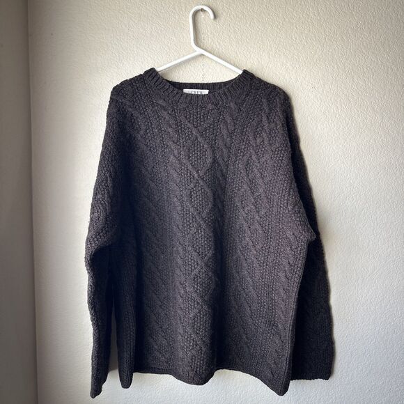 Vintage J.Crew Fisherman Hand Knit 100% Shetland Wool Brown...